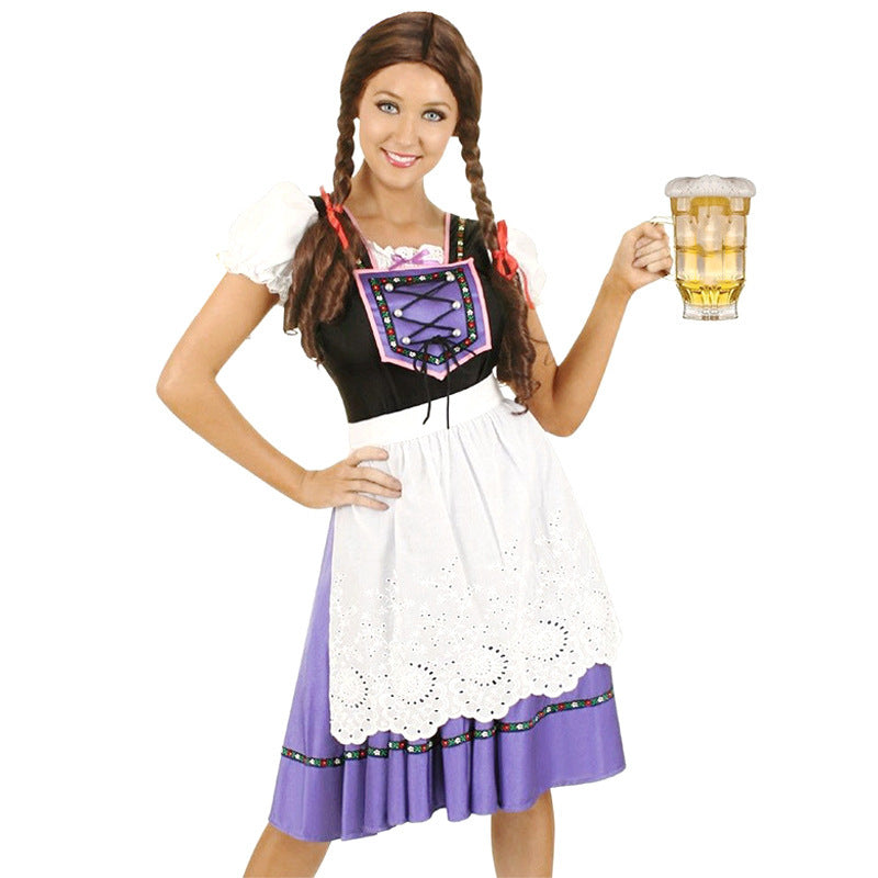 Damen nan Trachtenkleid mit geschnürter Miederblende und bestickter Schürze Drune
