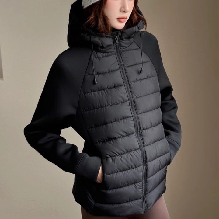 Damen Innovative Hybridjacke mit hohem Kragen und abnehmbarer Kapuze Drune