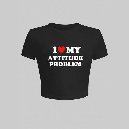 Damen Crop-T-Shirt mit humorvollem Spruch und figurbetontem Schnitt Drune