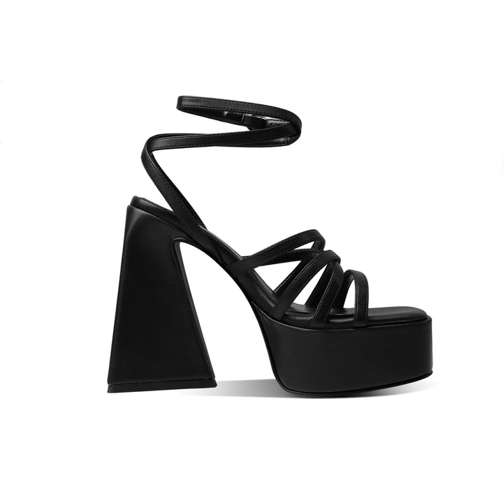 Damen Strappy High-Platform Sandalen mit geometrischem Absatz Drune