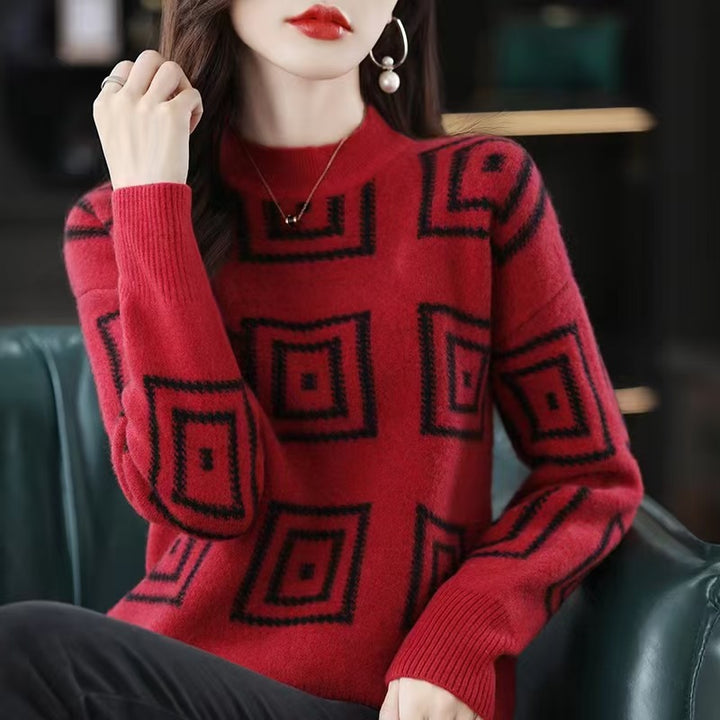 Damen gemusterter Pullover Drune