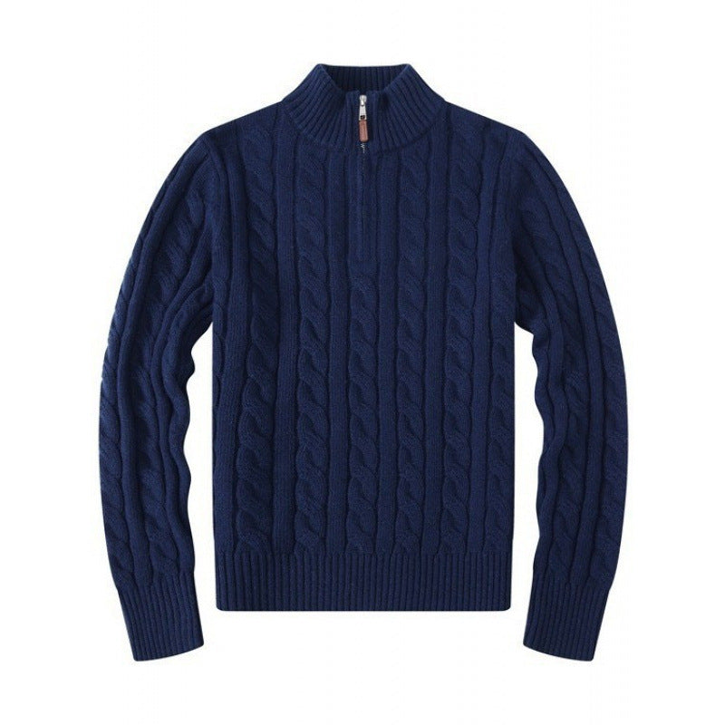 Herren Kabelstrickpullover mit Halbzip und Stehkragen aus weicher Kaschmirmischung Drune