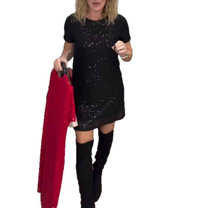 Damen elegantes Partykleid mit funkelndem Paillettenbesatz und modernem Schnitt Drune