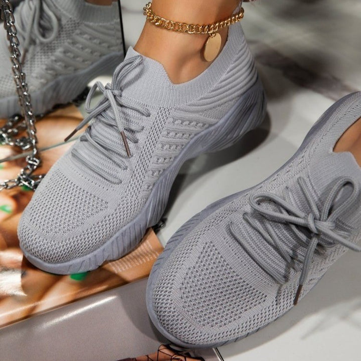 Damen Atmungsaktive Strick-Sneaker mit elastischem Schaft und rutschfester Profilsohle Drune