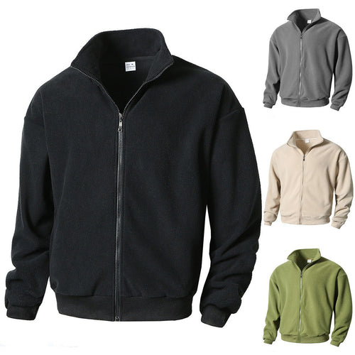 Herren Zip-Fleecejacke mit Stehkragen, durchgehendem Reißverschluss und gerippten Bündchen Drune