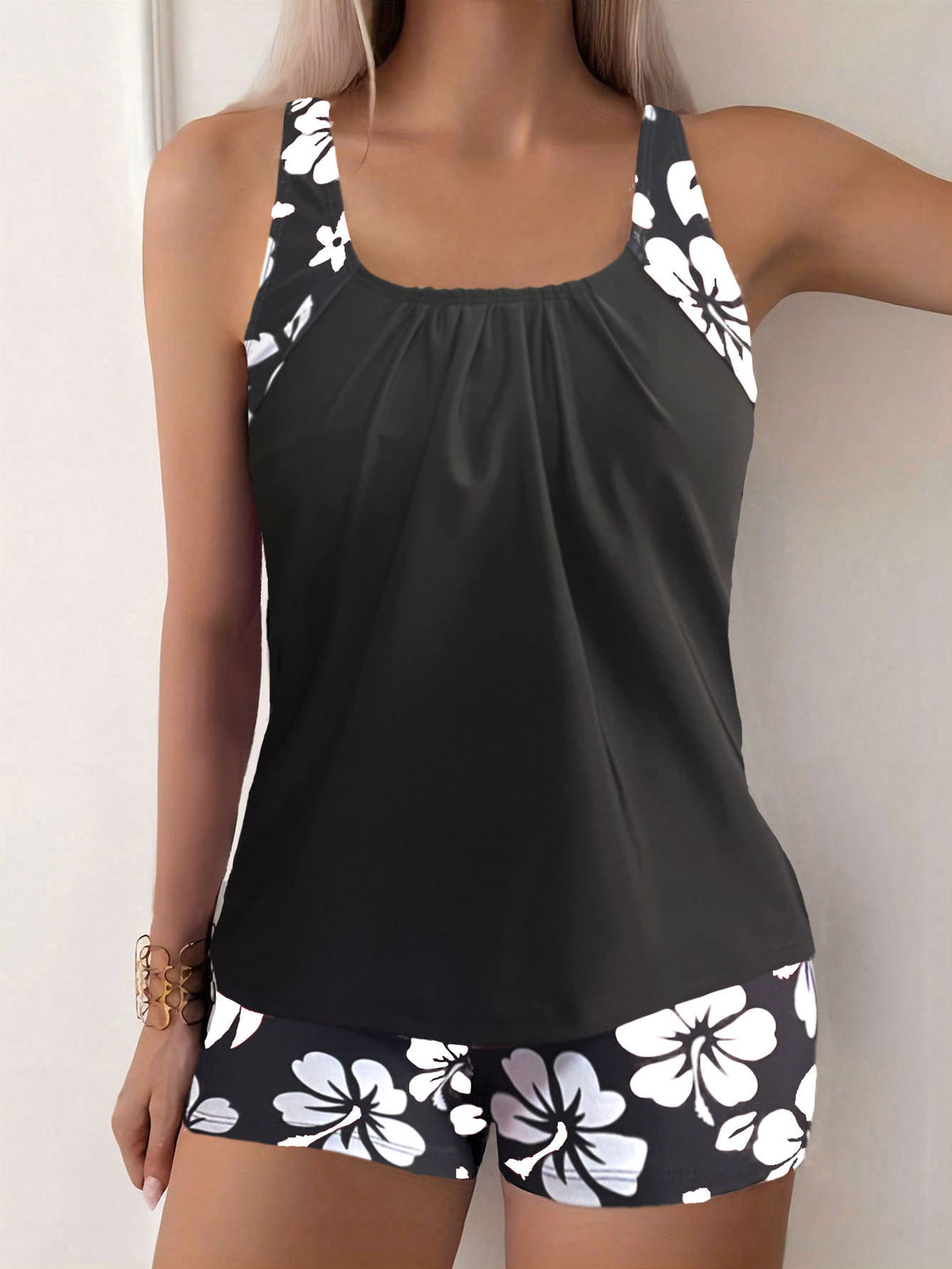 Damen Badeanzug-Set mit stilvollem Blumenmuster Drune