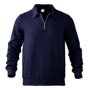 Herren Feinstruktur-Halbzip-Pullover im Poloshirt-Stil Drune