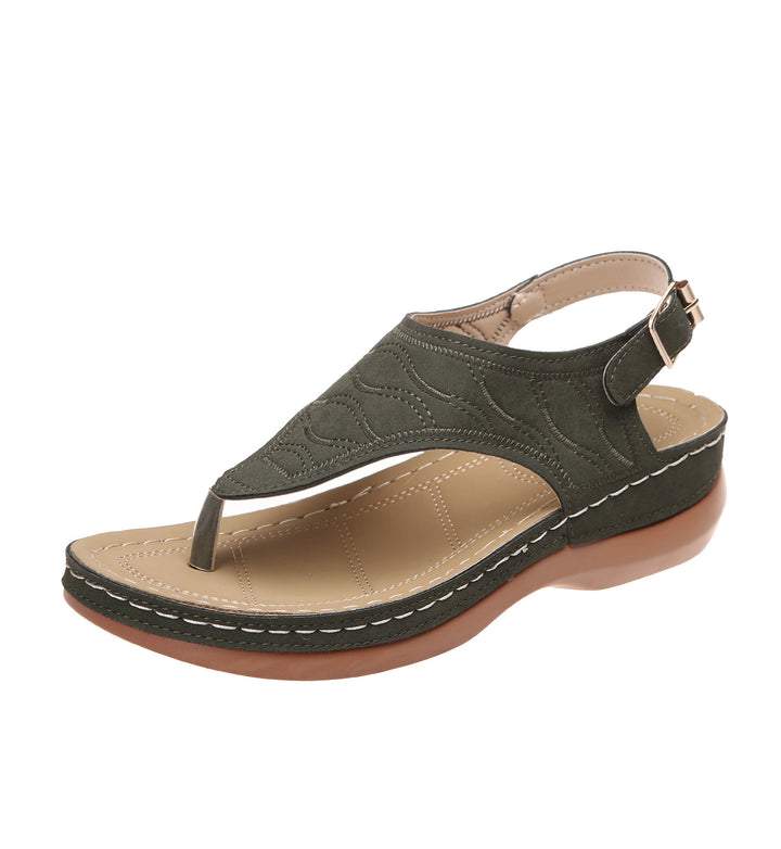 Damen Keil-Sandalette mit verstellbarem Fersenriemen und gesteppter Wildlederoptik Drune