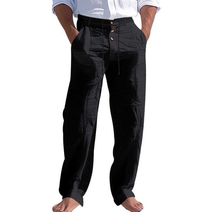 Herren lässige Hose mit hohem Bund und bequemen Taschen Drune