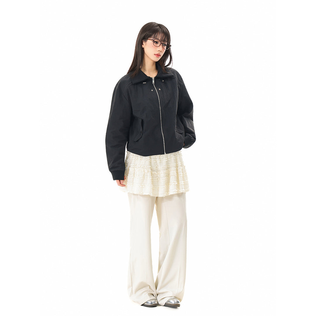 Damen Boxy-Blousonjacke mit hohem Stehkragen, elastischen Bündchen und Pattentaschen Drune