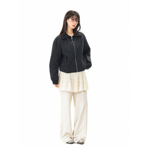 Damen Boxy-Blousonjacke mit hohem Stehkragen, elastischen Bündchen und Pattentaschen Drune