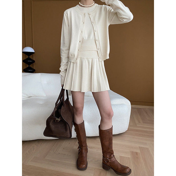 Damen Strickkleid mit passendem Cardigan und eleganten Details Drune