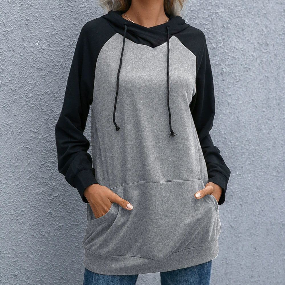 Drune | Hoodie Lockere Passform Weiches Strickmaterial Raglanärmel Kapuze mit Kordelzug