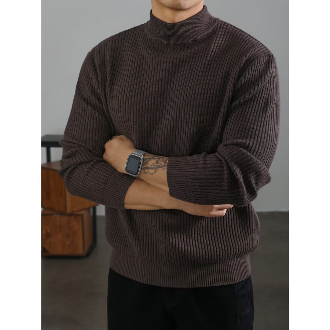 Herren Modischer Rollkragenpullover aus Rippstrick Drune
