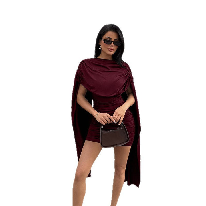 Damen modisches Minikleid mit schickem Überwurf und dezenter Raffung Drune