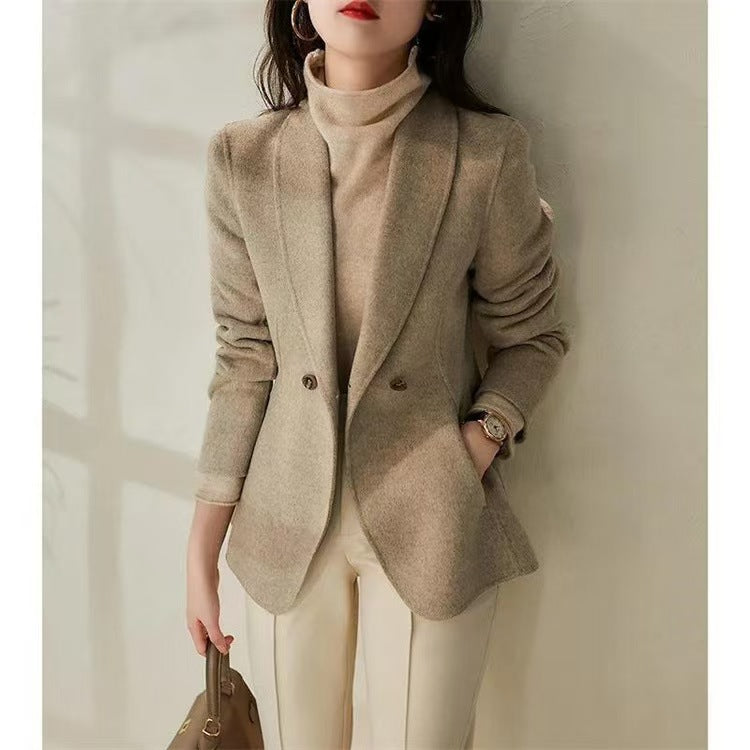 Damen Eleganter Wolle Blazer Drune