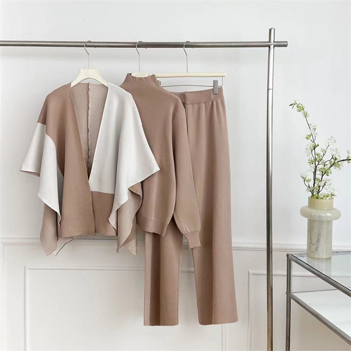 Damen modisches Strick-Loungewear-Set mit asymmetrischem Design Drune