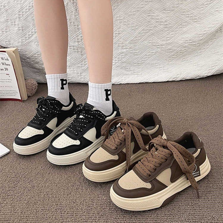 Damen Chunky Plateau‑Sneaker im Retro‑Basketballstil mit gepolstertem Schaft Drune
