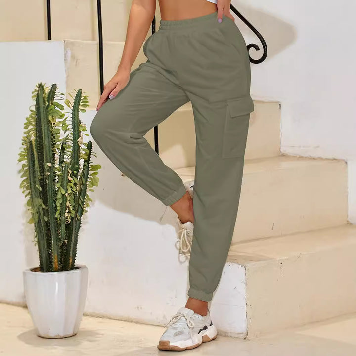 Damen Cargo-Jogginghose mit Gummibund, Seitentaschen und elastischen Bündchen Drune