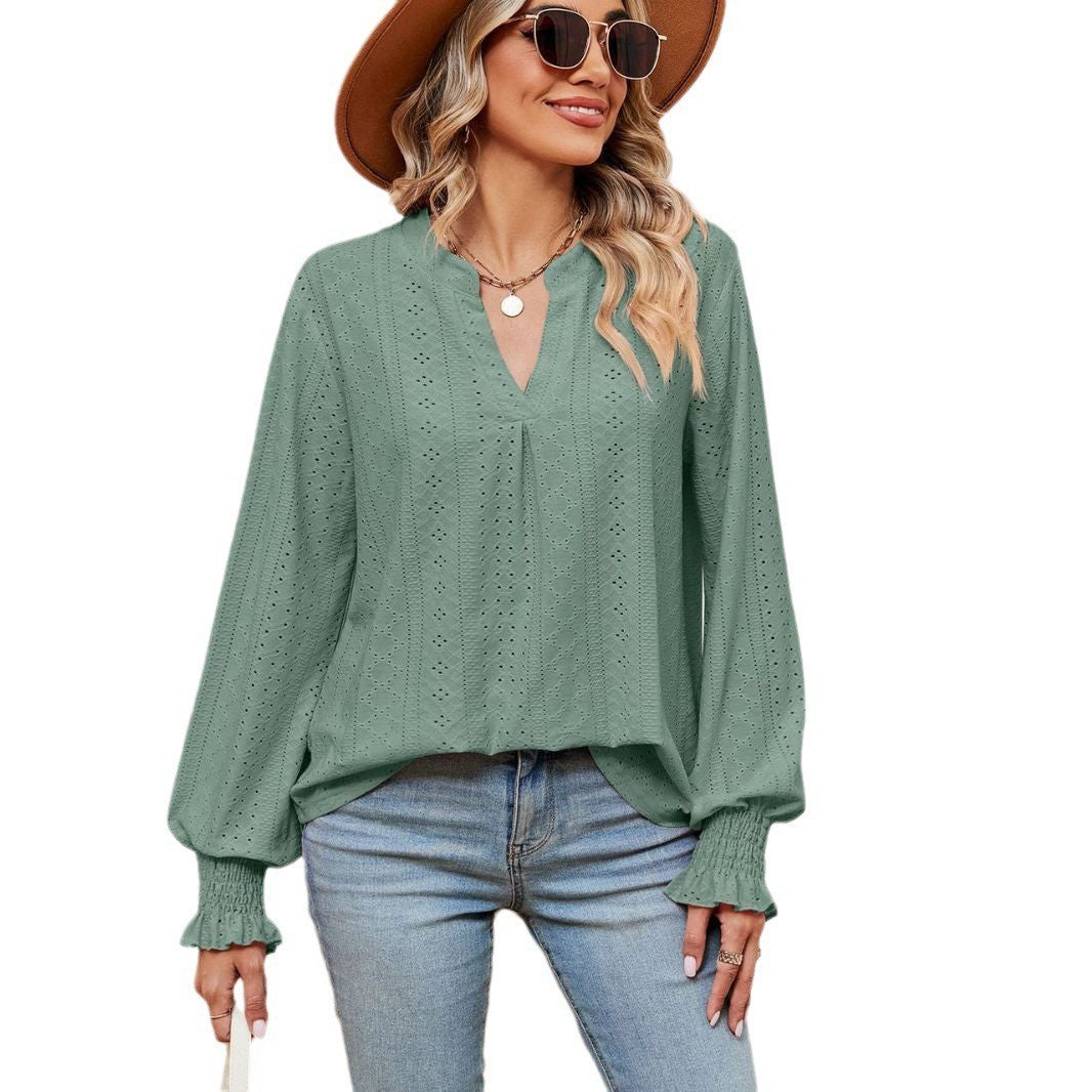 Damen Blusenshirt mit Lochmuster und eleganter Passform Drune