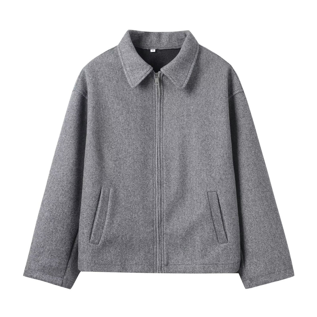 Damen Oversize Wollmix-Boxyjacke mit durchgehendem Reißverschluss und Eingrifftaschen Drune