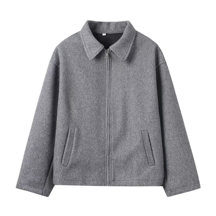 Damen Oversize Wollmix-Boxyjacke mit durchgehendem Reißverschluss und Eingrifftaschen Drune