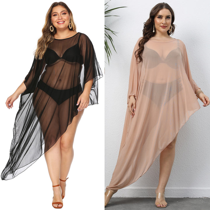 Damen eleganter Strandüberwurf aus leichtem Netzmaterial Drune