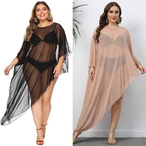 Damen eleganter Strandüberwurf aus leichtem Netzmaterial Drune