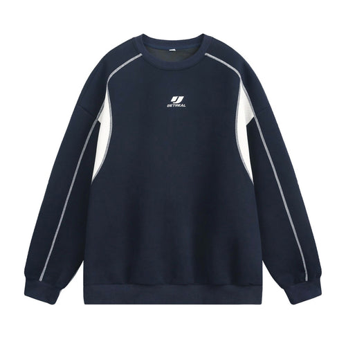 Unisex Sportlich-lässiges Boxy-Sweatshirt mit kontrastierten Seiteneinsätzen und Flatlock-Nähten Drune