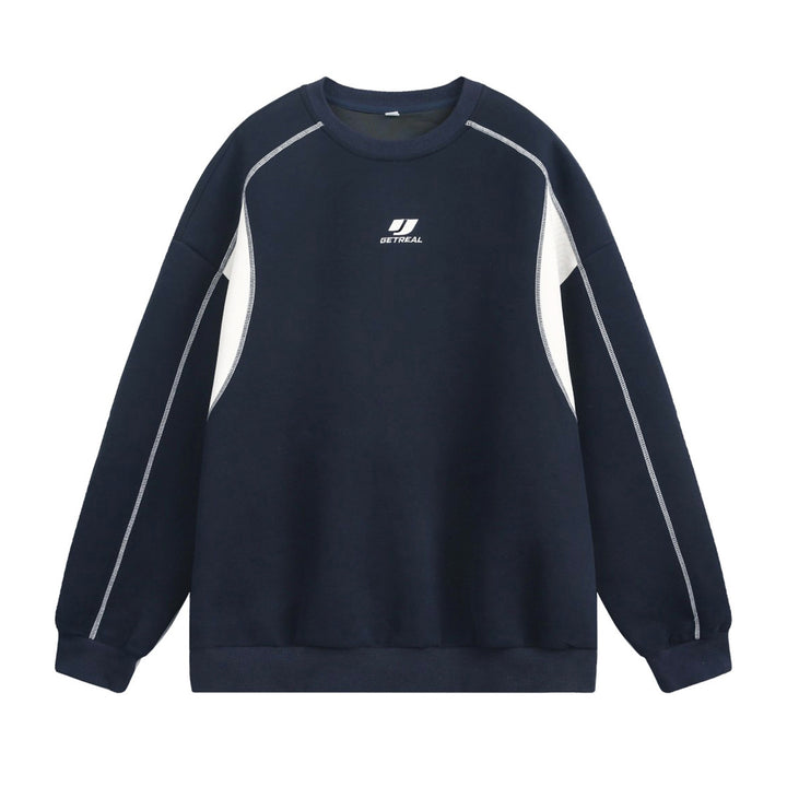 Unisex Sportlich-lässiges Oversize-Sweatshirt mit Rundhals, Kontrast-Panels und Flatlock-Nähten Drune