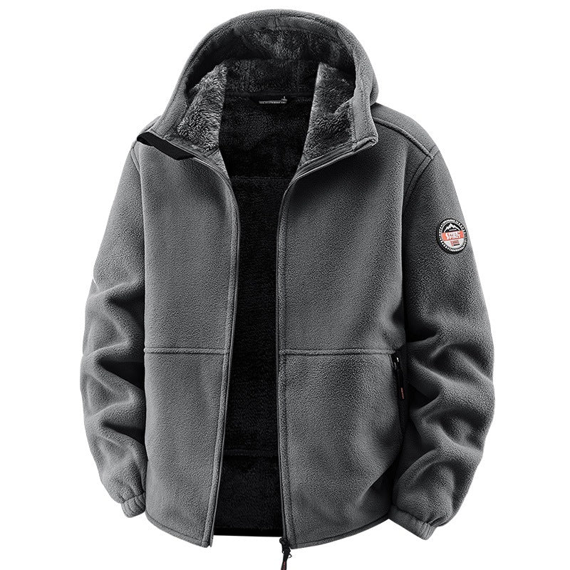 Herren Fleecejacke mit Kapuze und Teddy-Innenfutter Drune