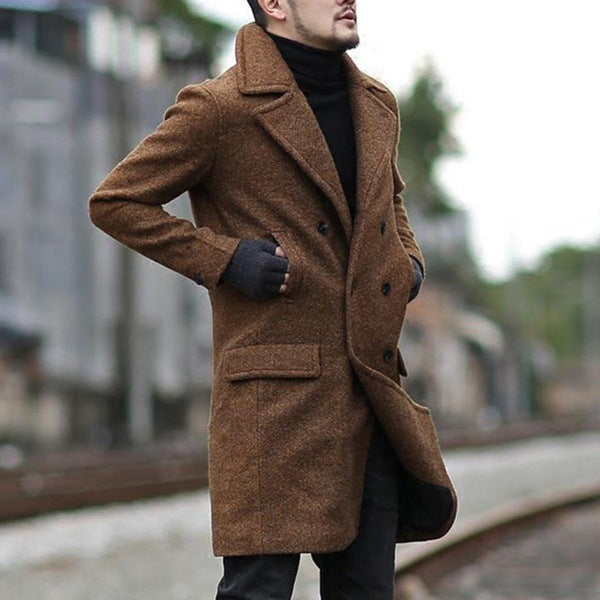 Herren eleganter doppelt geschliffener Wollmantel Drune