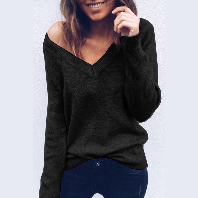 Damen Pullover mit V-Ausschnitt und lässigem Schnitt Drune