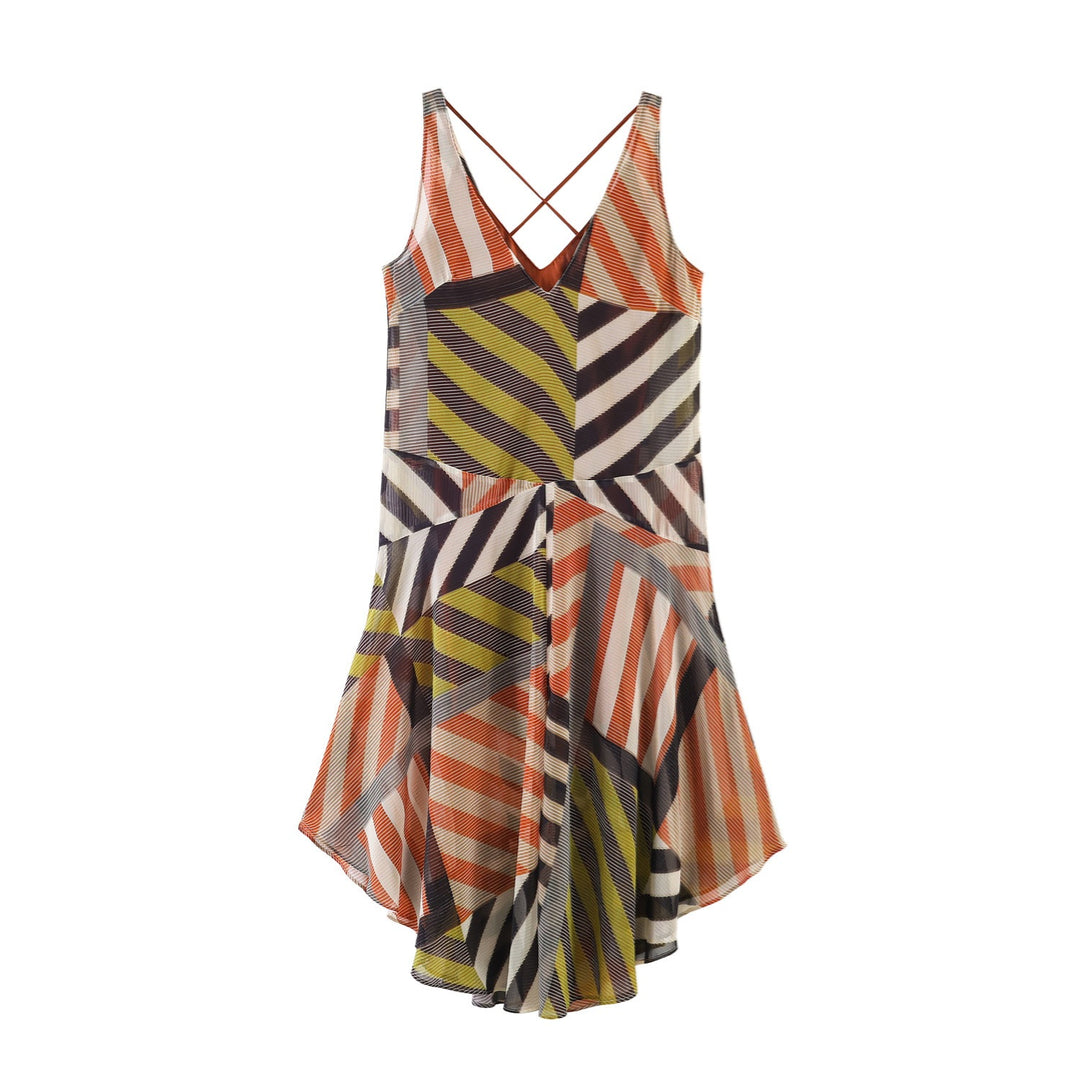 Damen Sommerliches Maxikleid mit modernem V-Ausschnitt und asymmetrischem Schnitt Drune