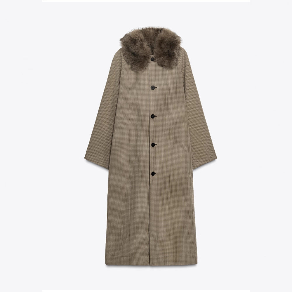 Damen Modische Manteljacke mit elegantem Kragen und Knopfverschluss Drune