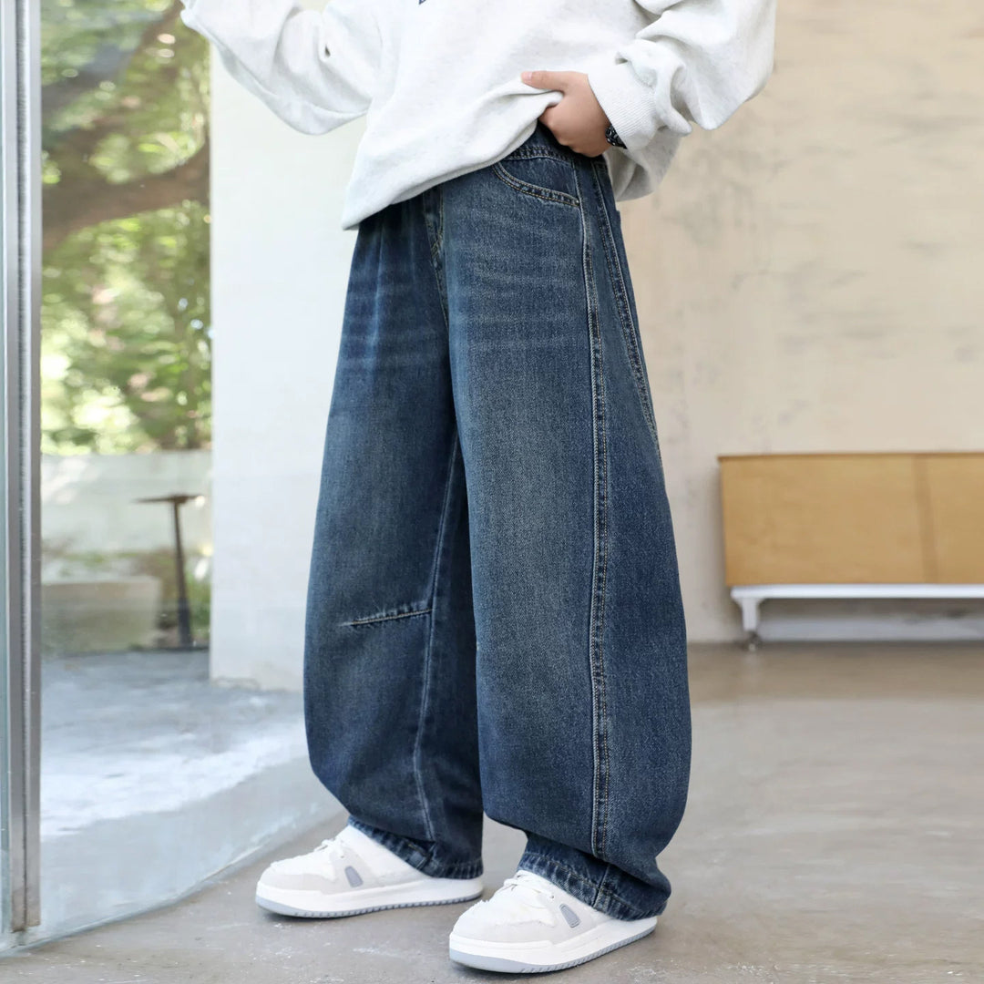 Damen lässige weite Denim-Hosen Drune