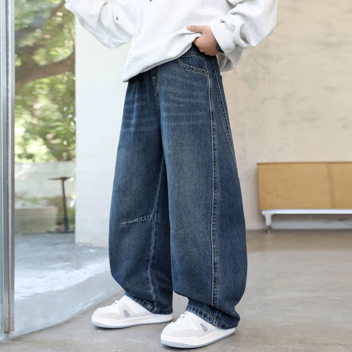 Damen lässige weite Denim-Hosen Drune