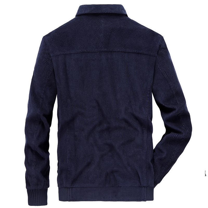 Herren Kordjacke mit Reißverschluss, Stehkragen und Camouflage-Futter Drune