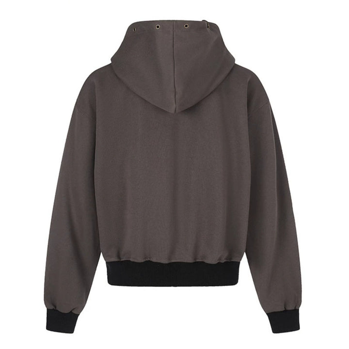 Damen Kapuzen‑Sweatjacke im Boxy‑Schnitt mit Stern‑Ziernähten, Metallösen und Kängurutaschen Drune