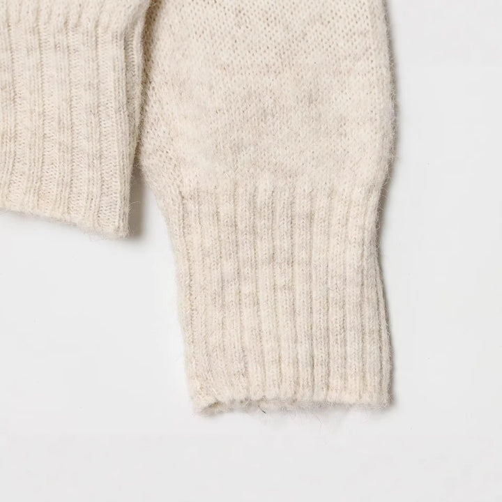 Damen Grobgestrickter Pullover mit Polokragen, Drei‑Knopf‑Blende und Rautenmuster Drune