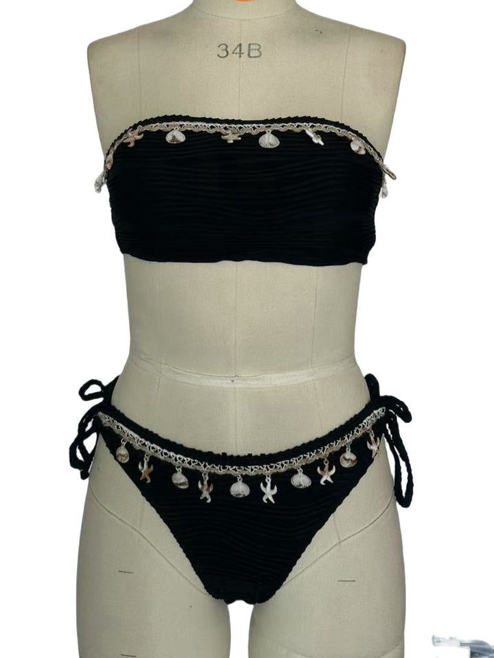 Damen Bandeau-Bikini mit Muschelmuster Drune