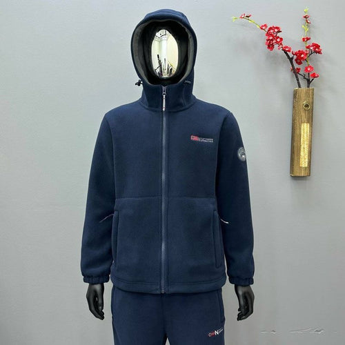 Herren Fleece-Kapuzenjacke mit windabweisender Oberfläche und Reißverschlusstaschen Drune