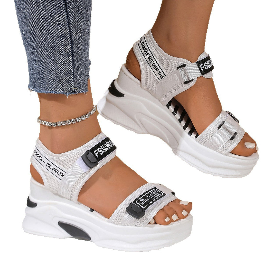 Damen modische Plateau-Sandalen mit verstellbaren Riemen und dämpfender Sohle Drune
