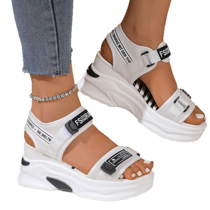 Damen modische Plateau-Sandalen mit verstellbaren Riemen und dämpfender Sohle Drune