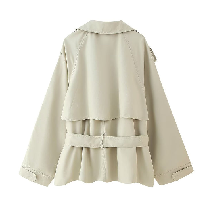 Damen lässige Trenchjacke mit praktischer Bindeschlaufe und elegantem Revers Drune