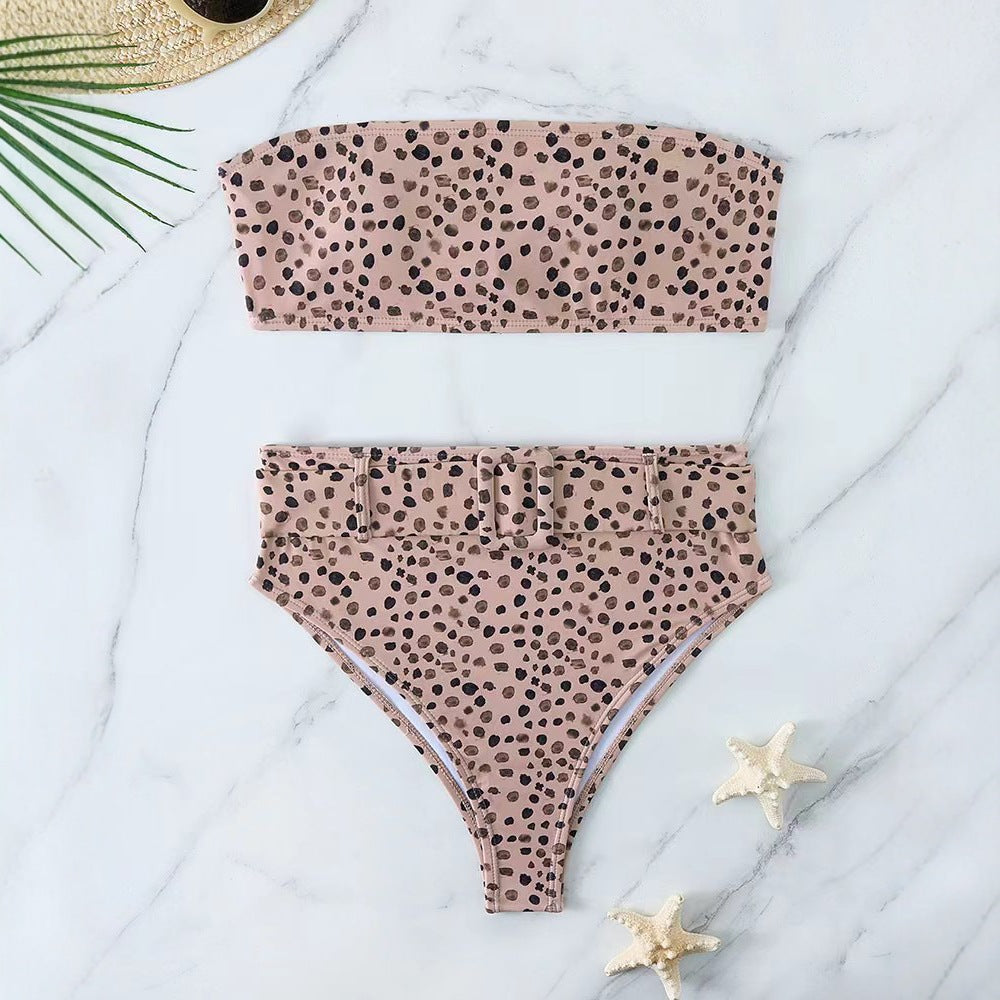 Damen Hochgeschlossen Bikini-Set mit Riemen Drune