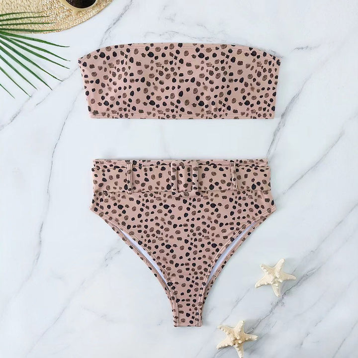 Damen Hochgeschlossen Bikini-Set mit Riemen Drune