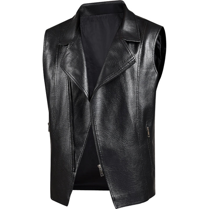 Herren Modische Kunstlederjacke mit hohem Kragen Drune
