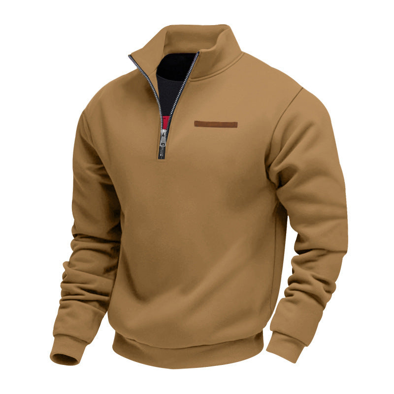 Herren nan Halbzip-Sweatshirt aus schwerem Fleece mit Stehkragen und verdeckter Brusttasche Drune