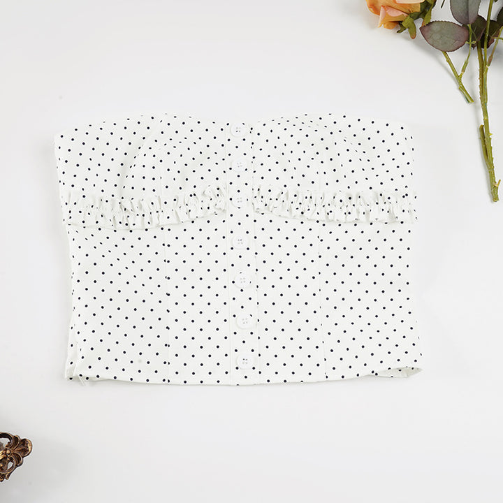 Damen Bandeau-Top mit Rüschendetail und Knopfverschluss Drune